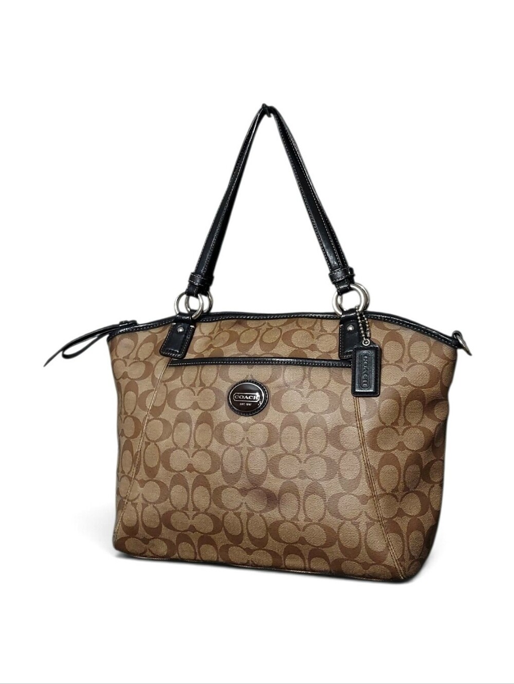 Coach Peyton Signature Coated Canvas Shoulder Tote No. F19816 - Picture 3 of 9